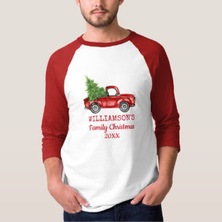 T-shirt Camion Vintage de Noël de famille R personnalisé