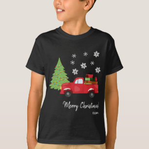T-shirt Camion Vintage Holiday Tree Joyeux Noël Famille