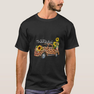 T-shirt Camion Vintage Léopard Automne Plein De Sunflowe