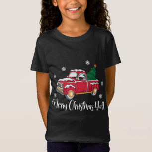T-Shirt Camion Vintage rouge avec arbre de Noël Joyeux Chr