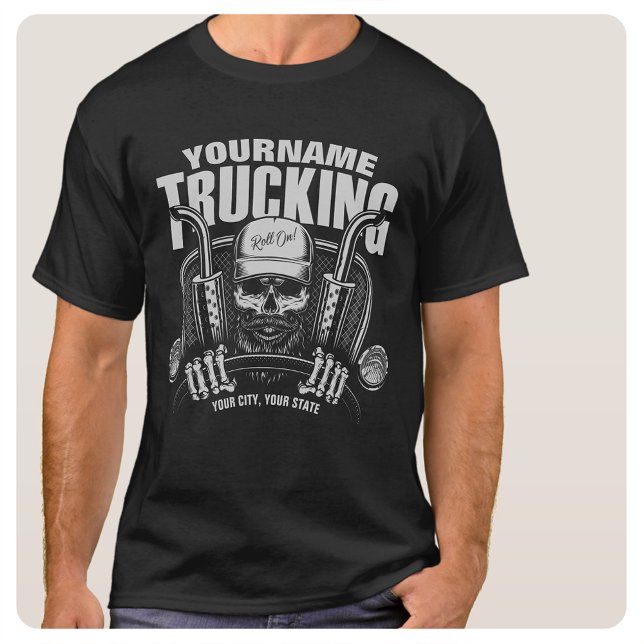 T-shirt Camionnage personnalisé Camionneur de crâne Camion (Créateur téléchargé)