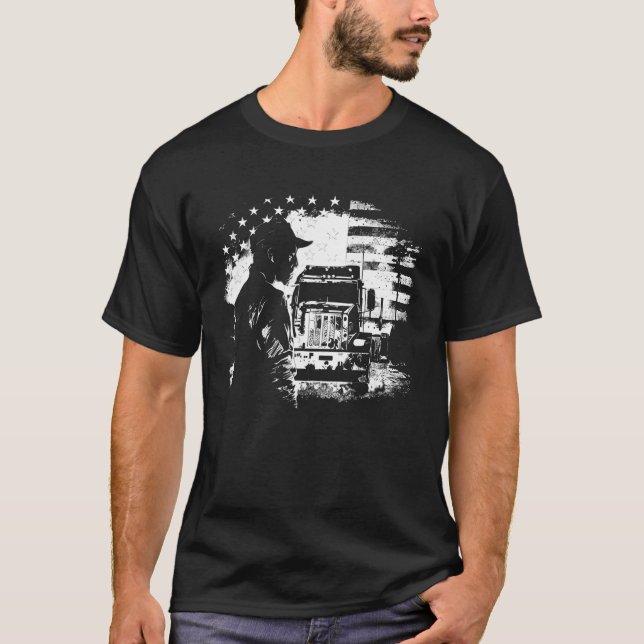 T-shirt camionneur américain Big Rigs Diesel Truck Driver  (Devant)