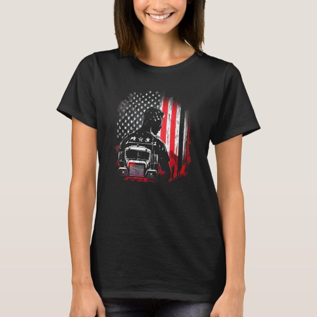 T-shirt camionneur américain Big Rigs Diesel Truck Driver  (Devant)