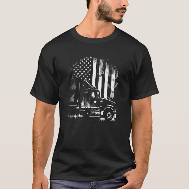 T-shirt camionneur américain Big Rigs Diesel Truck Driver  (Devant)