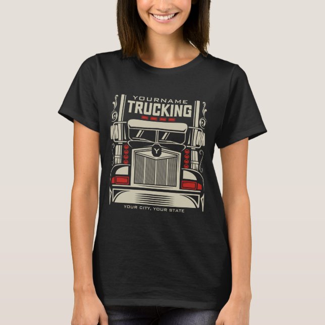 T-shirt Camionneur de camion 18 roues personnalisé BIG RIG (Devant)