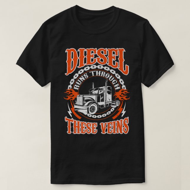 T-shirt Camionneur Diesel - 18 roues Conducteur de camion  (Design devant)
