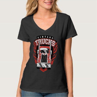 T-shirt Camions Anciens Camion Rouge Rouvrant Vers l'Avant