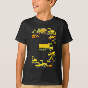 T-shirt Camions de construction 3e anniversaire 3 ans Garç