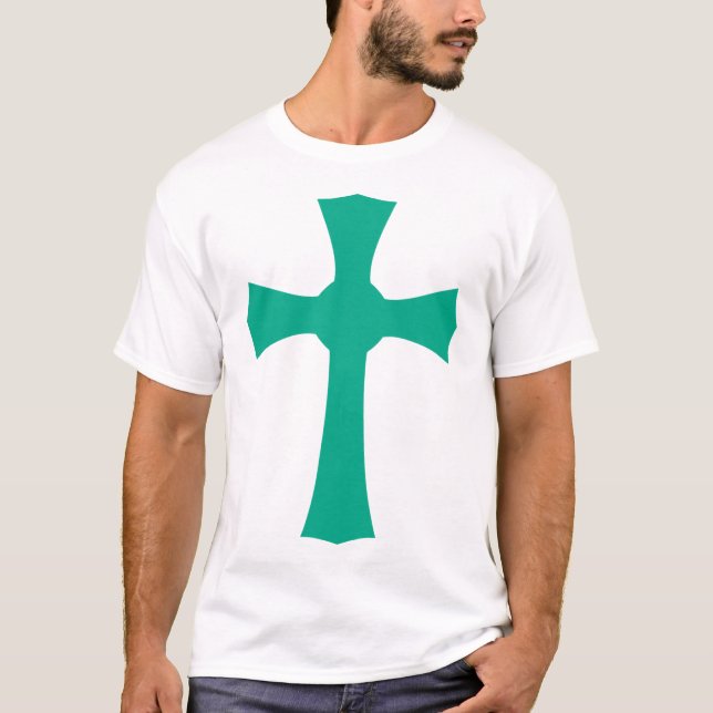 T-shirt camisa cruzada - cruz verde-mar (Devant)