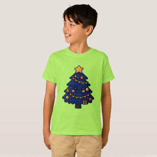 T-shirt Camisa(T-shirt)Infantil Árvore De Natal Azulzinha