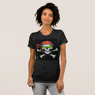 T-shirt Camiseta Bella+Canvas Caveira Pirata Neon Verde