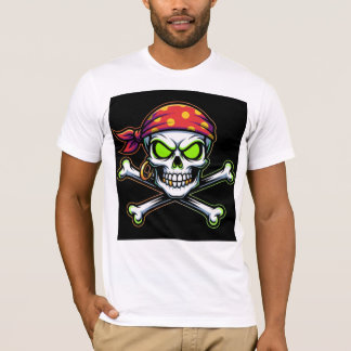 T-shirt Camiseta Bella+Canvas Caveira Pirata Neon Verde