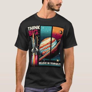 T-shirt Camiseta Con Imagen De Un Cohete y De Jupiter