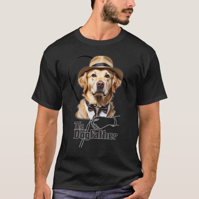 T-shirt Camiseta escura Golden Retriever - The Dogfather (Devant)
