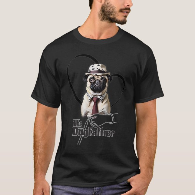 T-shirt Camiseta escura Pug - The Dogfather (Devant)