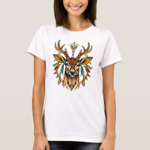 Camiseta Feminina Básica Veado Tribal