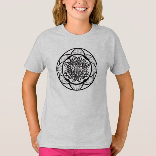 T-shirt Camiseta Feminina Juvenil Básica Flôr da Vida-6 (Devant)