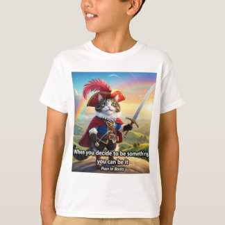T-shirt Camiseta Frase Infantil de El Gato con Botas