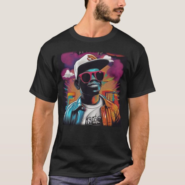 T-shirt Camiseta Grafite Hip Hop - Ilustração Digital em A (Devant)