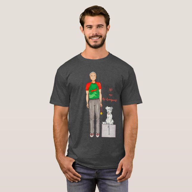 T-shirt Camiseta Hombre con su perro ganando medalla  (Devant entier)