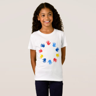 T-Shirt Camiseta Infantil Feminina em Jersey Fina Mãos