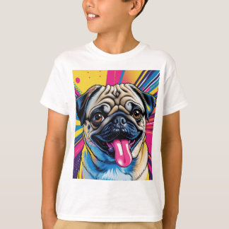 T-shirt Camiseta infantil pug em pop art 01