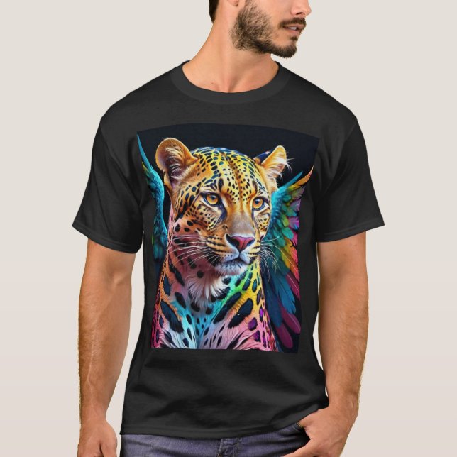 T-shirt Camiseta Leopardo Multicolorido com Asas (Devant)