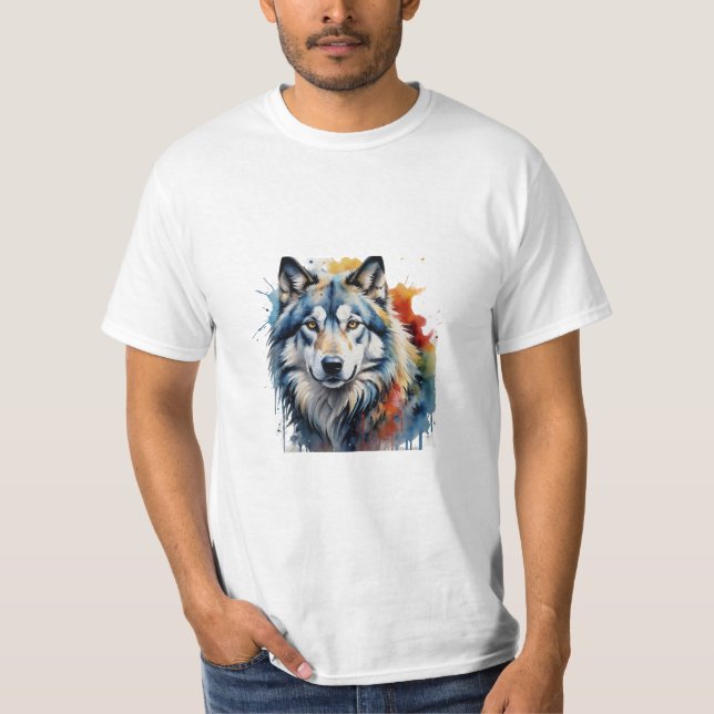 T-shirt  camiseta   lobo animal,forte (Devant)