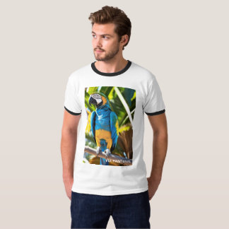 T-shirt Camiseta Masculina Básica Ringer Arara Azul