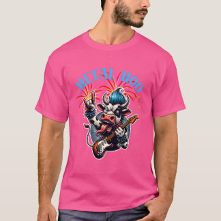 T-shirt  Camiseta Metal Moo-d – Rockin' Cow with a Guitar