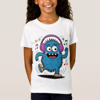 T-Shirt Camiseta Monstruo Bailando Feliz con Auriculares