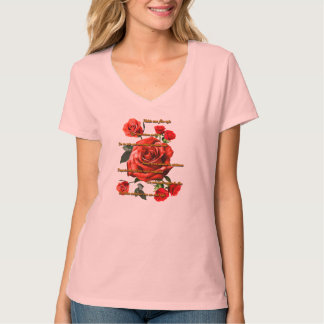 T-shirt Camiseta Mujer Rosas Rojas