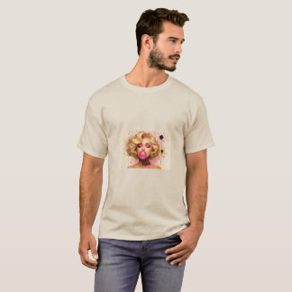 T-shirt Camiseta Pop Art Glam – Mujer Rubia con Chicle