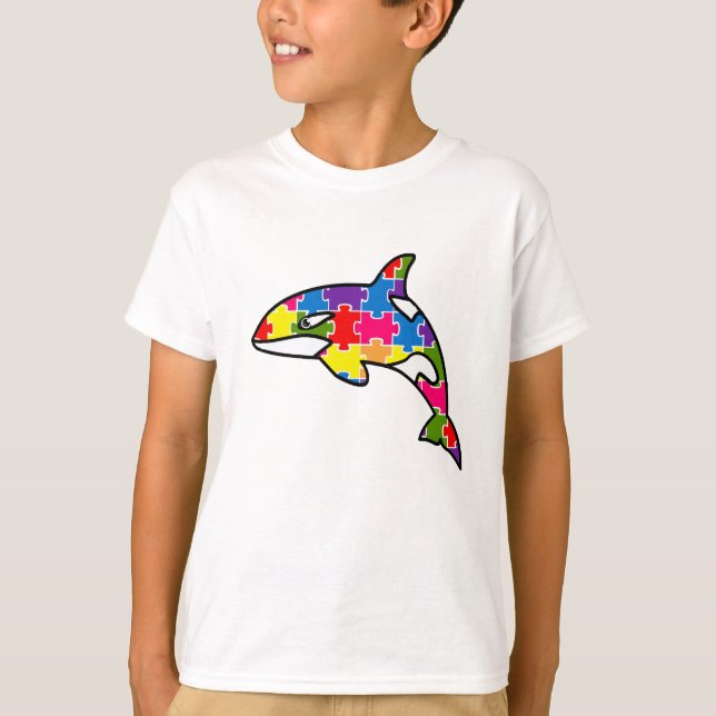 T-shirt Camiseta (T-shirt) Infantil Quebra-Cabeça - Baleia (Devant)