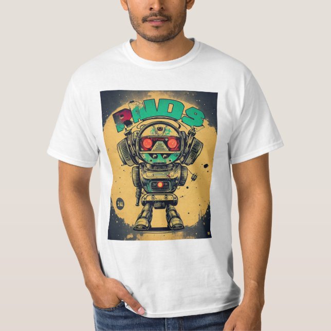 T-shirt Camiseta vintaje robot steampunk IAs (Devant)