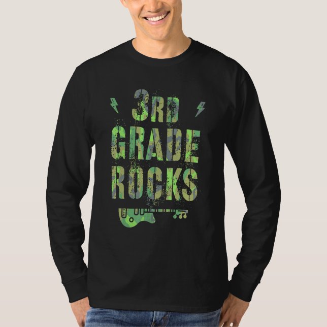 T-shirt Camo 3rd Grade Rocks Camp Teacher Squad Third Grad (Devant)