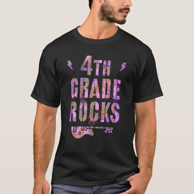 T-shirt Camo 4e Grade Rocks Enseignant I Enseigner 4e Gr R (Devant)