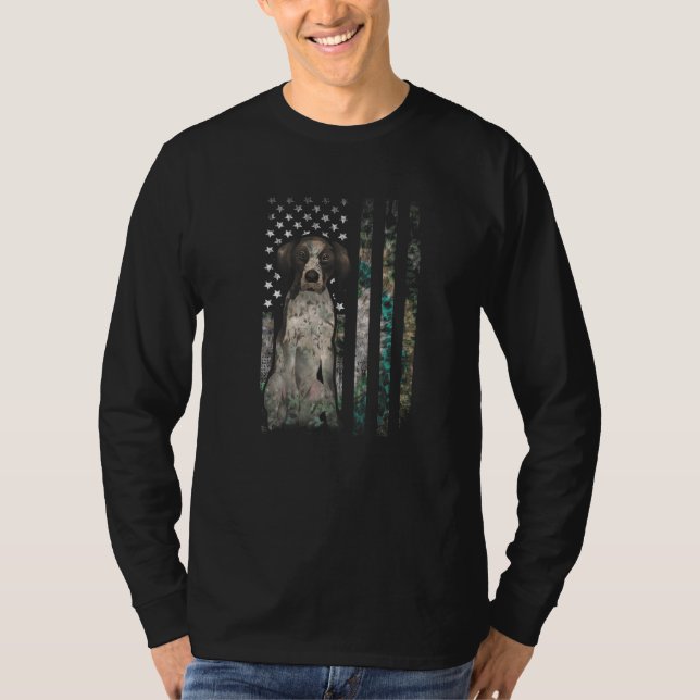 T-shirt Camo American Flag German Shorthred Pointer 4th (Devant)