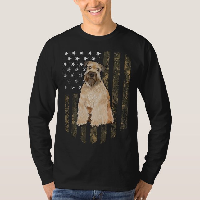 T-shirt Camo American Flag Soft Coated Wheaten Terrier 4th (Devant)