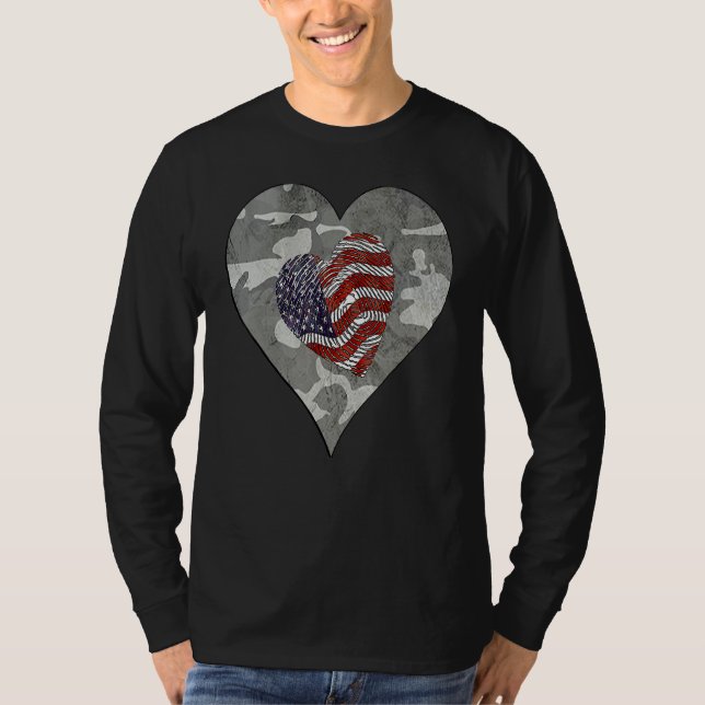 T-shirt Camo American Usa Camouflage  Distressed Camo Flag (Devant)