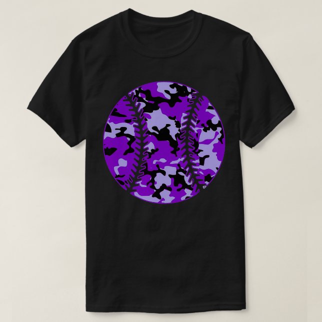 T-shirt Camo Camouflage violet cool Softba (Design devant)