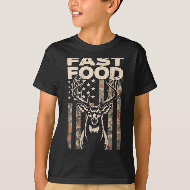 T-shirt Camo Deer Hunting Fast Food Gag Hunter Gift Funny  (Devant)