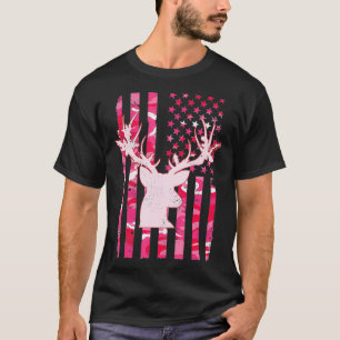 T-shirt Camo femme Whitetail Buck Deer Pink Camoue USA F