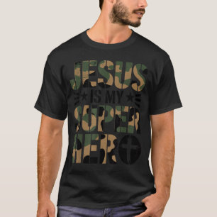 T-shirt Camo Jésus est mon super-héros tout-petits camoufl