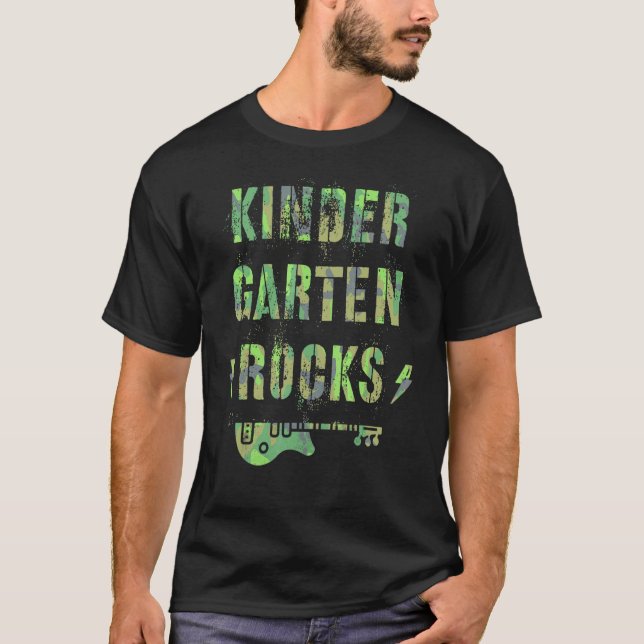 T-shirt Camo Kindergarten Rocks Camp Teacher Squad Kinder (Devant)