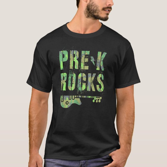 T-shirt Camo Pre K Rocks Camp Teacher Squad Pre School Kid (Devant)