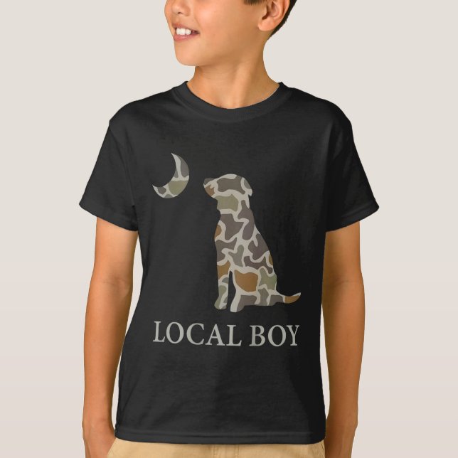 T-shirt Camo Southern Local Boy Duck Hunting Black Lab Out (Devant)