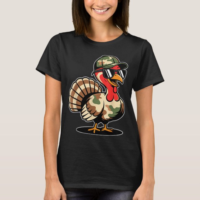 T-shirt Camo Turkey Day Hunting Fall Thanksgiving  (Devant)
