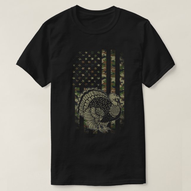 T-shirt Camo US America Drapeau Turquie Journée de chasse  (Design devant)