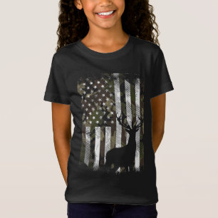 T-Shirt Camo US Drapeau Der Elk Buck Camoflage Chasse Chas